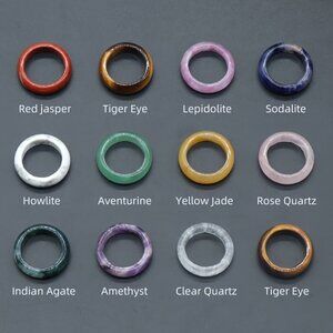 1pc Size 9 Exquisite Natural Stone Ring - Multicolor Crystal Gemstone Jewelry